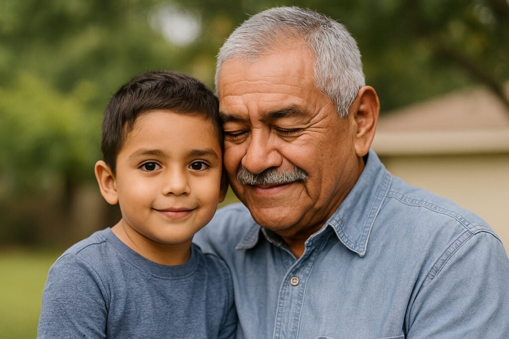 Image of a grandpa and his grandson representing how recurring giving helps custodial grandparents in georgia.