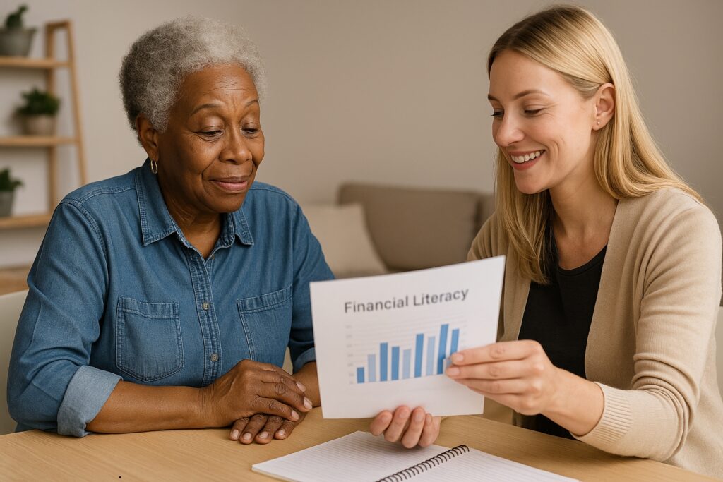 Image of a grandma in Georgia getting some financial literacy training from Ministries of Grace.