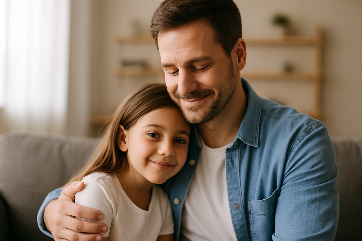 Image of a dad hugging his daughter 