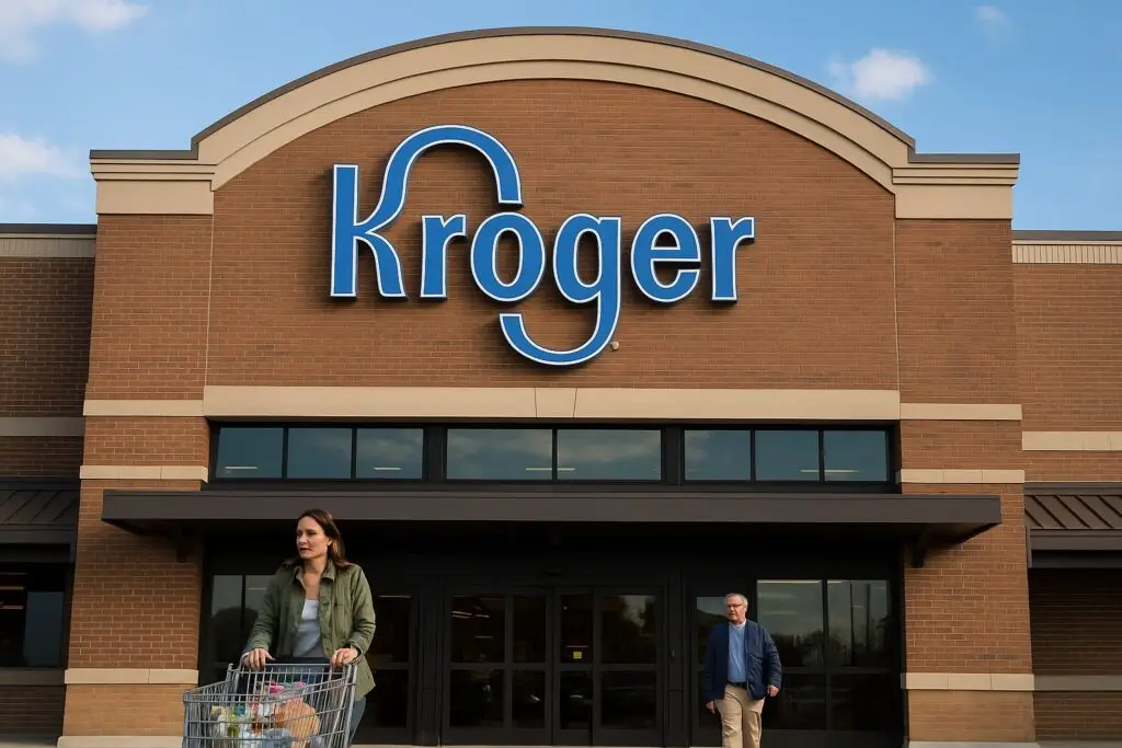 Image of shoppers coming out of the Kroger representing A Simple Way to Support Ministries of Grace — Just by Grocery Shopping!
