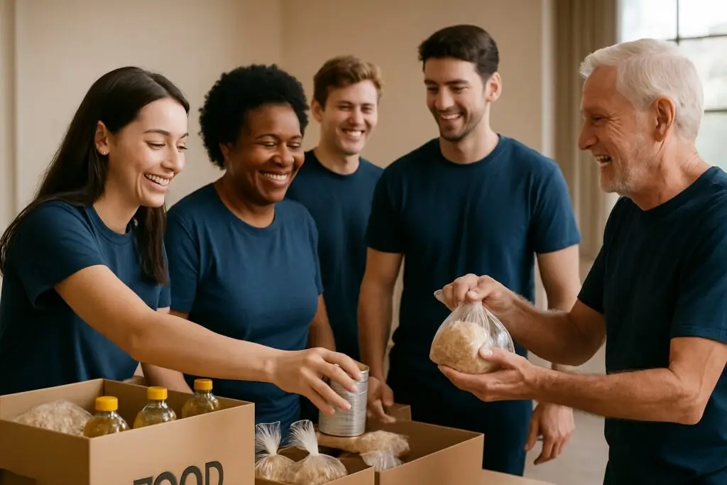 Image of church members delivering food a grandpa in need representing Ministries of Grace's article on How Ministry Partnerships Multiply Your Church’s Impact.